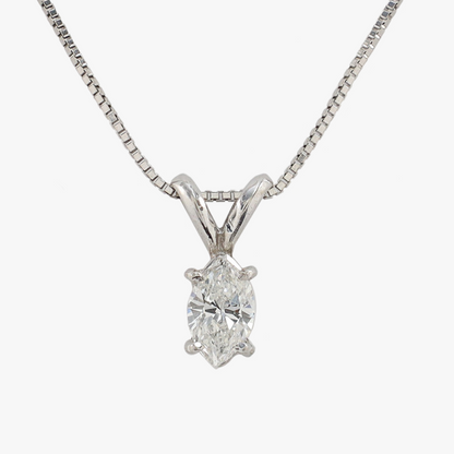 Pandantiv cu Diamant Marchiza din Aur Alb 14k