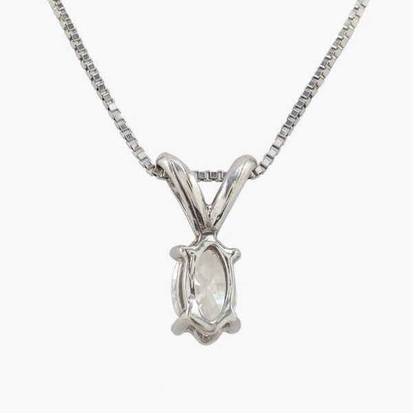 Pandantiv cu Diamant Marchiza din Aur Alb 14k