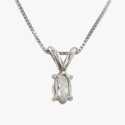 Pandantiv cu Diamant Marchiza din Aur Alb 14k