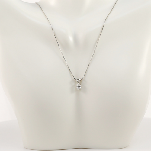 Pandantiv cu Diamant Marchiza din Aur Alb 14k