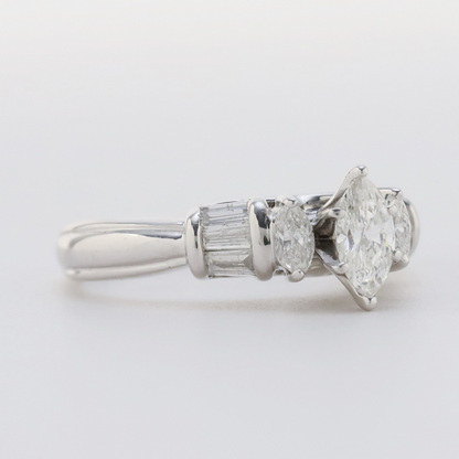 Inel de Logodnă cu Multiple Diamante din Aur Alb 14k