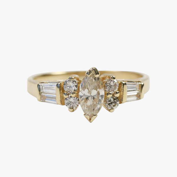 Inel Logodnă cu Diamante din Aur Galben 14k