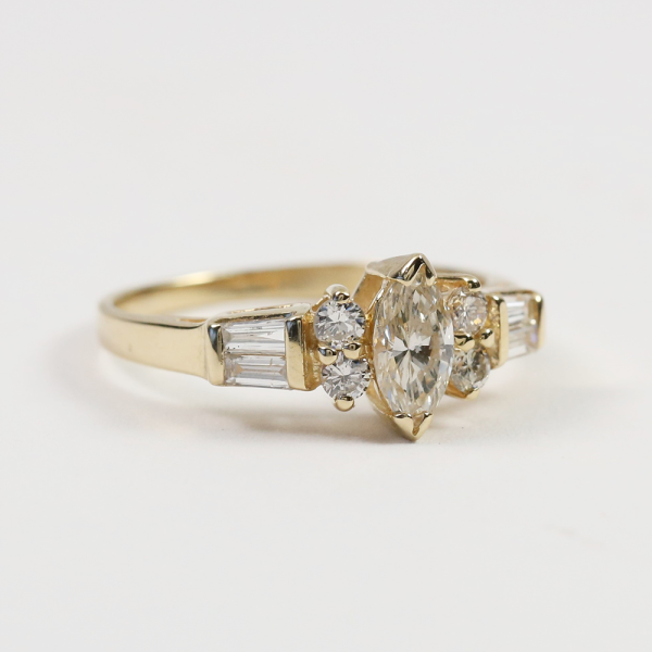 Inel Logodnă cu Diamante din Aur Galben 14k