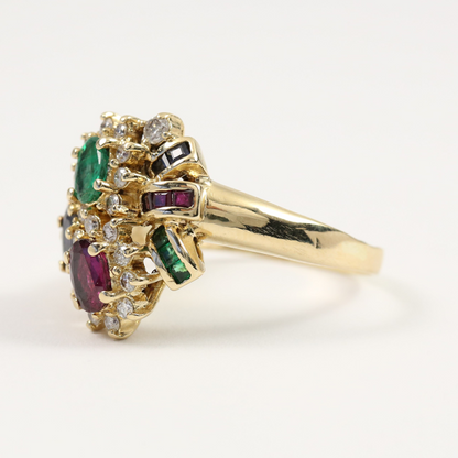 Inel cu Pietre Prețioase din Aur Galben 14k