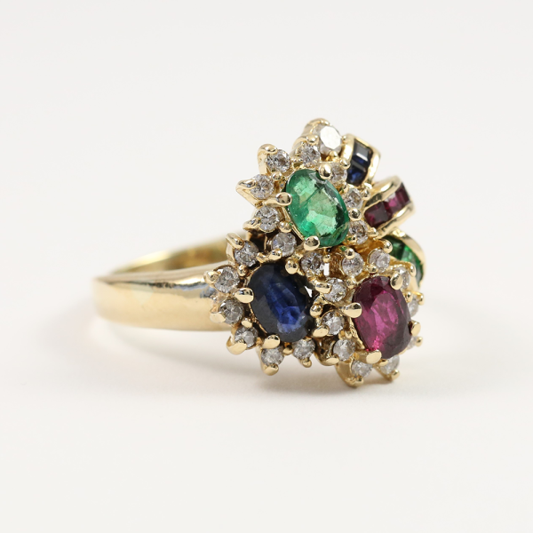 Inel cu Pietre Prețioase din Aur Galben 14k