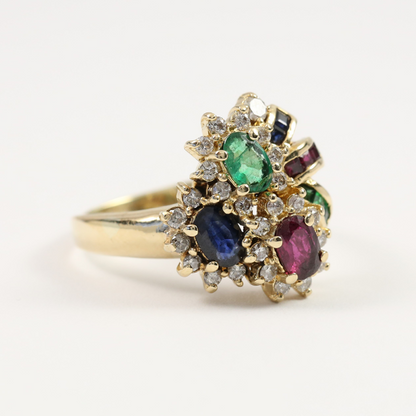 Inel cu Pietre Prețioase din Aur Galben 14k