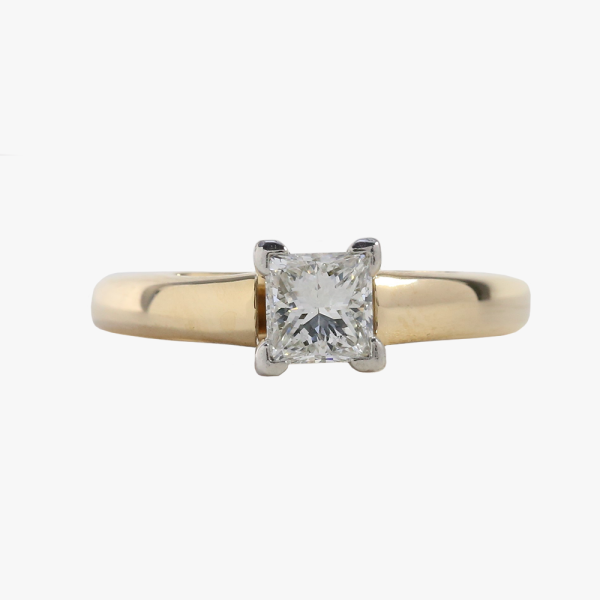 Inel Logodnă cu Diamante din Platină și Aur Galben 14k
