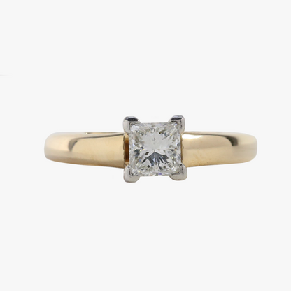 Inel Logodnă cu Diamante din Platină și Aur Galben 14k