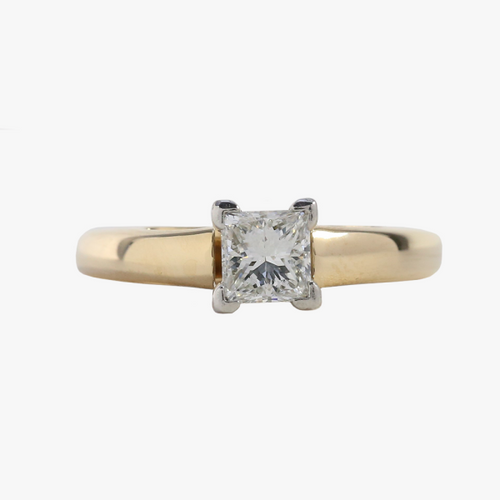 Inel Logodnă cu Diamante din Platină și Aur Galben 14k