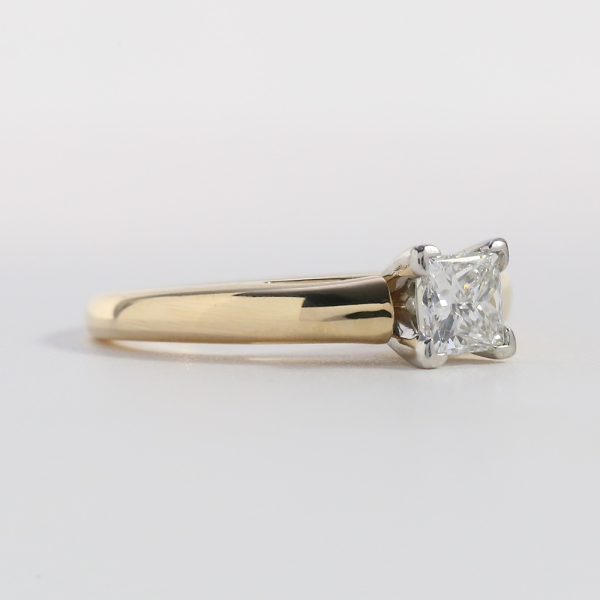 Inel Logodnă cu Diamante din Platină și Aur Galben 14k