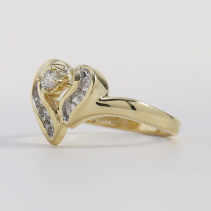 Inel Inima cu Diamante din Aur Galben 14k