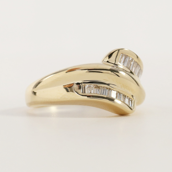 Inel Bypass cu Diamante din Aur Galben 14k