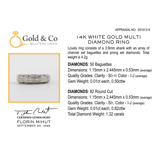 Inel cu Diamante din Aur Alb 14k