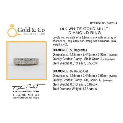 Inel cu Diamante din Aur Alb 14k