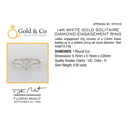 Inel Logodnă cu Diamant din Aur Galben 14k