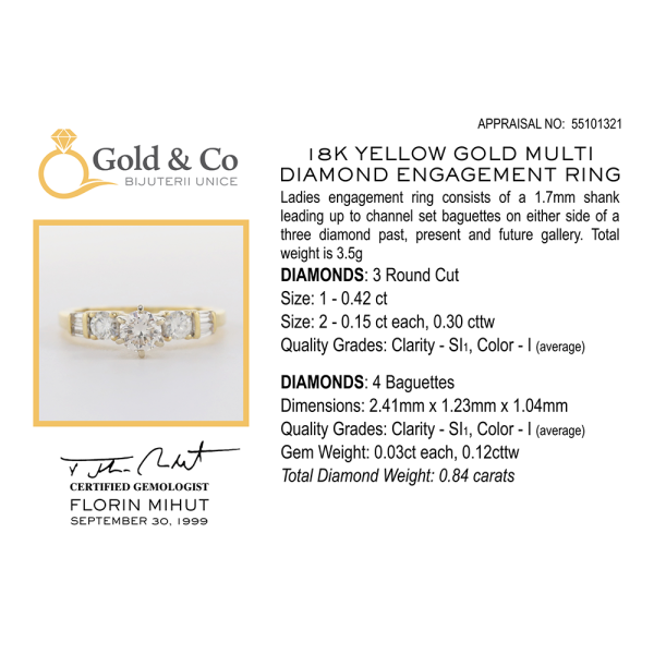 Inel Logodnă cu Diamante din Aur Galben 18k