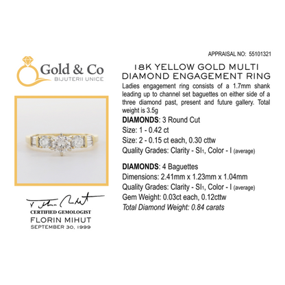 Inel Logodnă cu Diamante din Aur Galben 18k