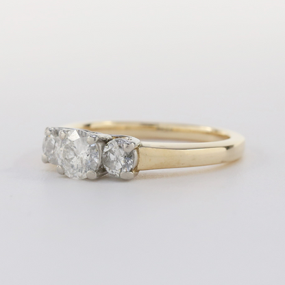 Inel Logodnă cu Diamante din Platină și Aur Galben 14k