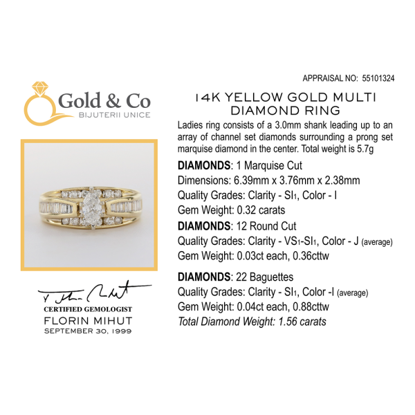 Inel cu Diamante din Aur Galben 14k