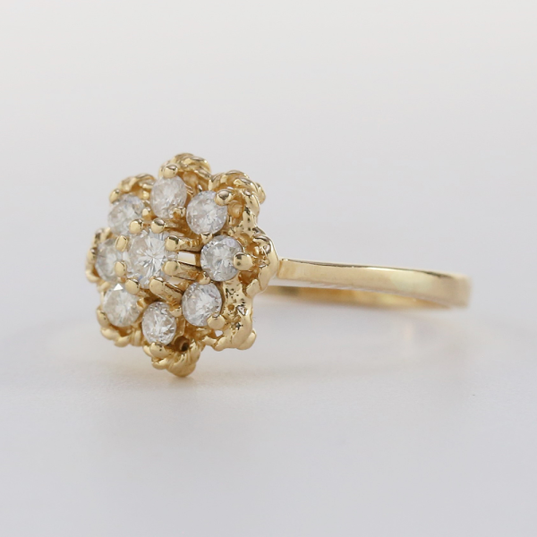 Inel Floare cu Diamante din Aur Galben 14k