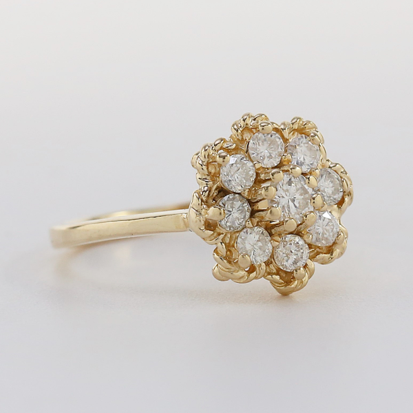 Inel Floare cu Diamante din Aur Galben 14k