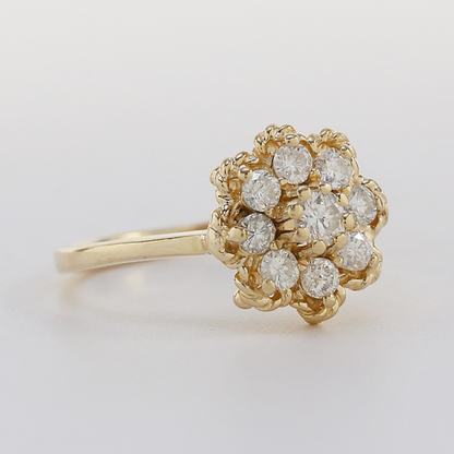 Inel Floare cu Diamante din Aur Galben 14k