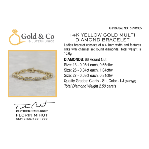 Brăţară cu Diamante din Aur Galben 14k