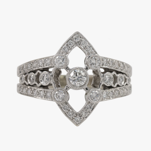 Inel cu Diamante din Aur Alb 14k