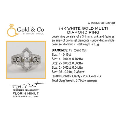 Inel cu Diamante din Aur Alb 14k