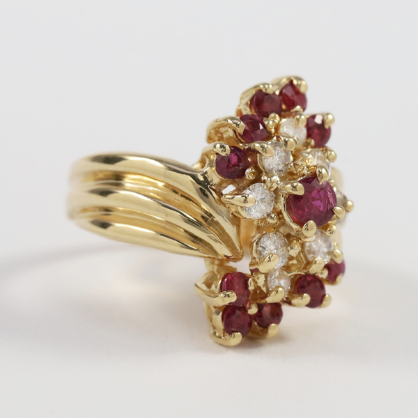 Inel cu Diamante & Rubine din Aur Galben 14k
