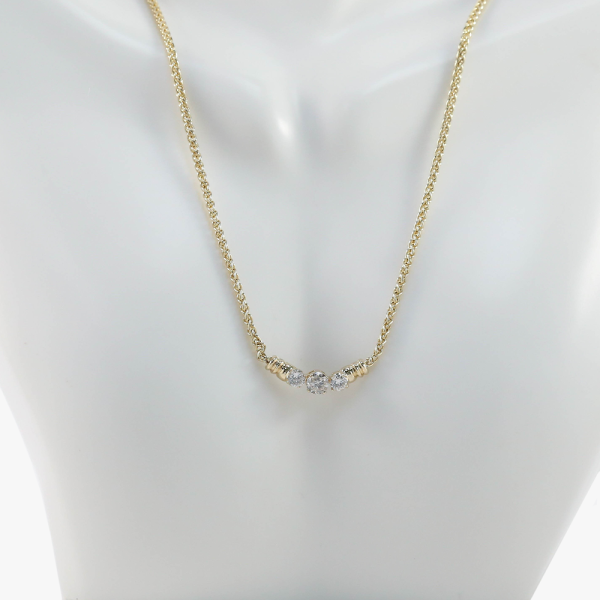 Colier cu Trei Diamante din Aur Galben 14k