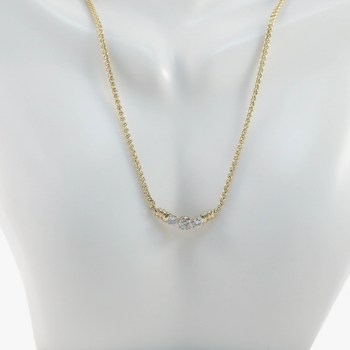 Colier cu Trei Diamante din Aur Galben 14k