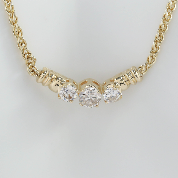 Colier cu Trei Diamante din Aur Galben 14k