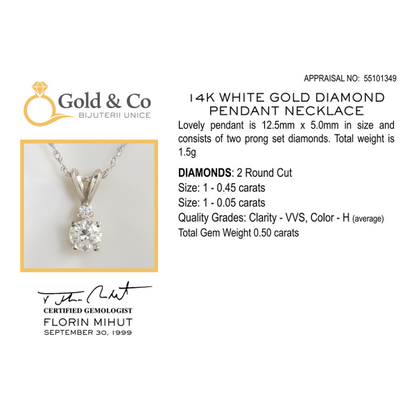 Colier & Pandantiv cu Diamante din Aur Alb 14k