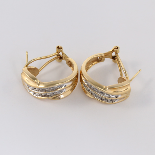 Cercei Cu Diamante din Aur Galben 14k