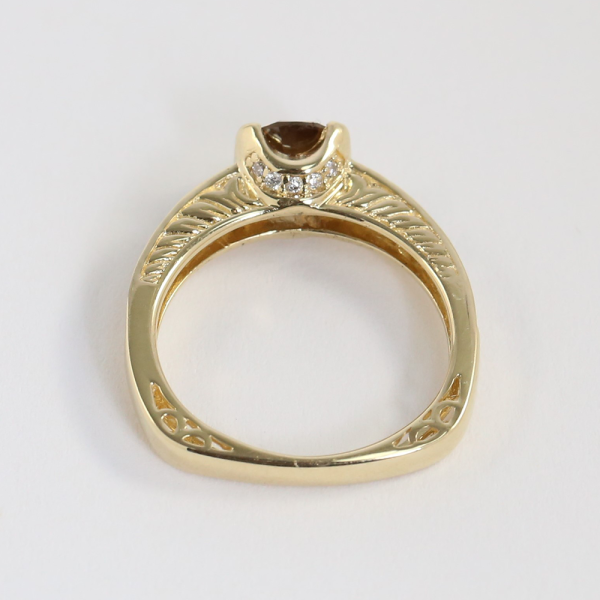 Inel cu Diamant Șampanie din Aur Galben 14k