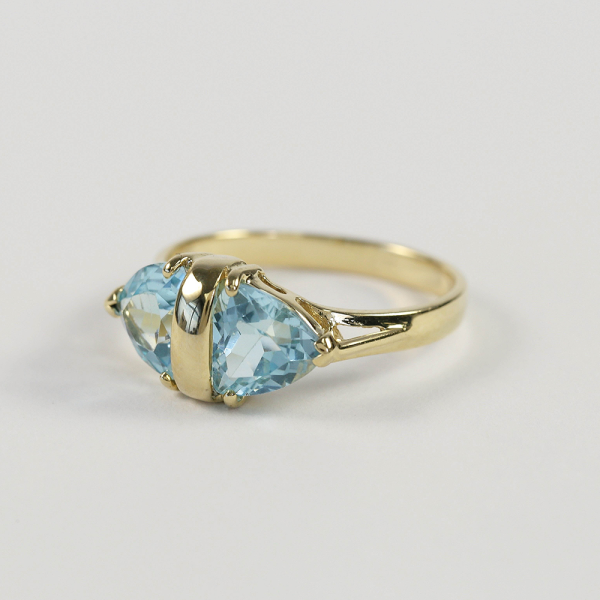 Inel cu Topaz Geamăn din Aur Galben 14k