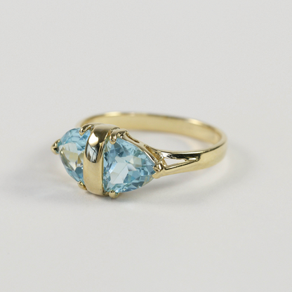 Inel cu Topaz Geamăn din Aur Galben 14k