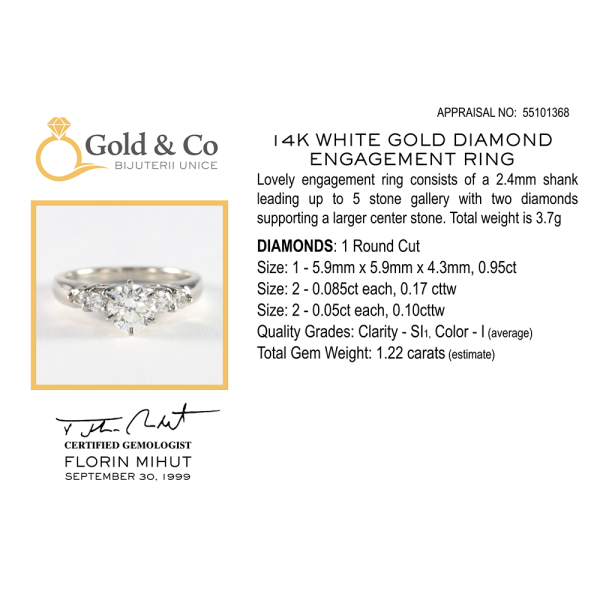 Inel Logodnă cu Diamante din Aur Galben 14k
