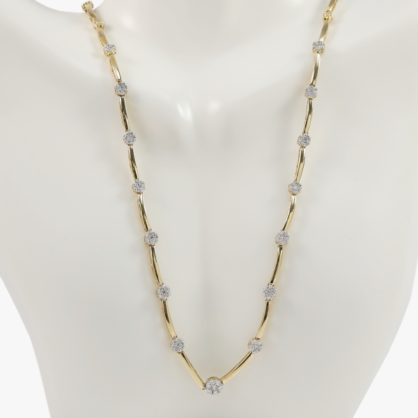 Colier Flower cu Diamante din Aur Galben 14k