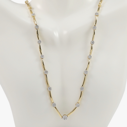 Colier Flower cu Diamante din Aur Galben 14k