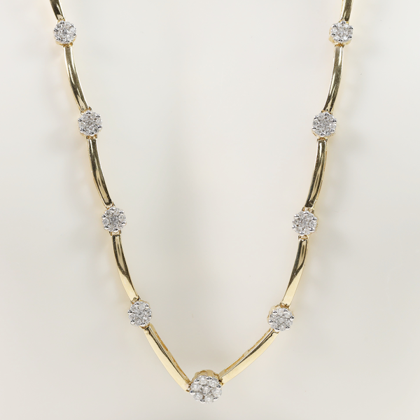 Colier Flower cu Diamante din Aur Galben 14k