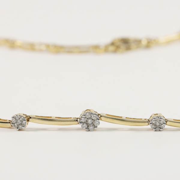 Colier Flower cu Diamante din Aur Galben 14k