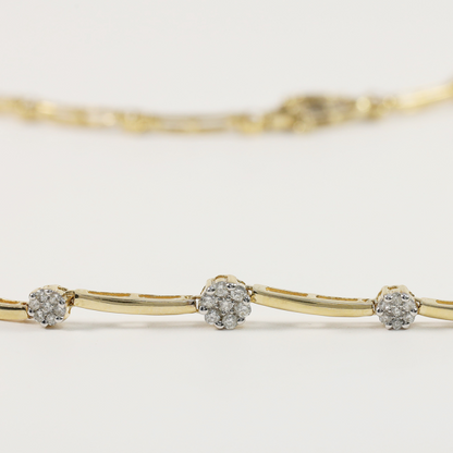 Colier Flower cu Diamante din Aur Galben 14k