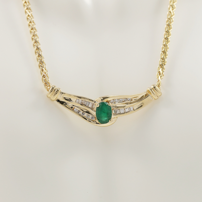 Colier cu Diamante & Smaralde din Aur Galben 14k