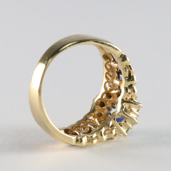 Inel cu Safire de Ceylon & Diamante din Aur Galben 14k