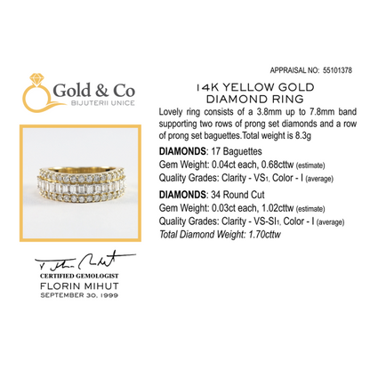 Inel Cu Diamante din Aur Galben 14k