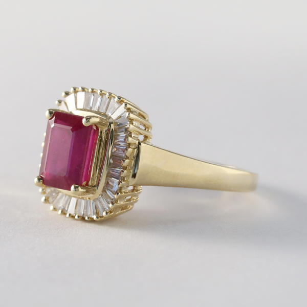 Inel Cu Rubine & Diamante din Aur Galben 14k