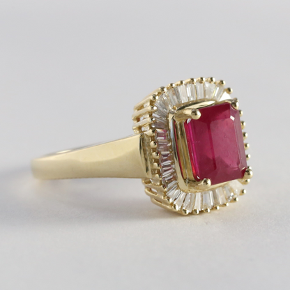 Inel Cu Rubine & Diamante din Aur Galben 14k