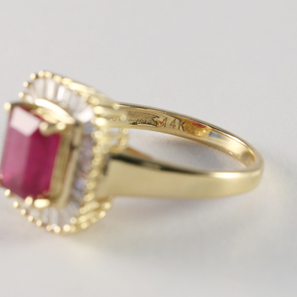 Inel Cu Rubine & Diamante din Aur Galben 14k